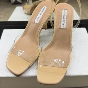 Chelsea & Violet Nude Heels with Clear Straps